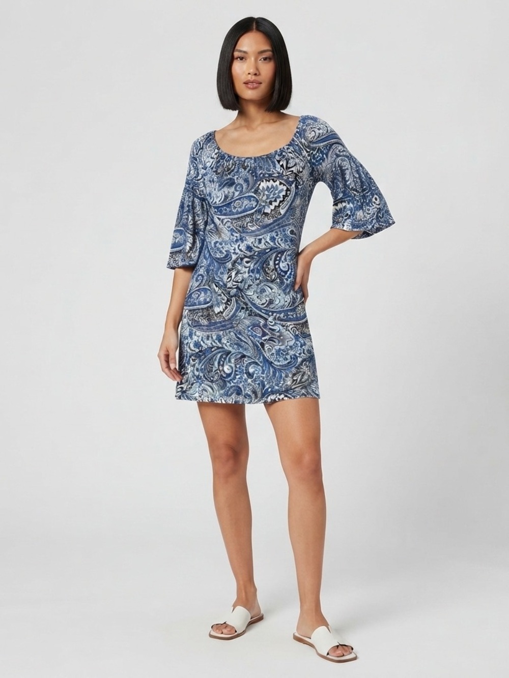 🆕 Viamor BLUE PAISLEY MINI DRESS new without tags